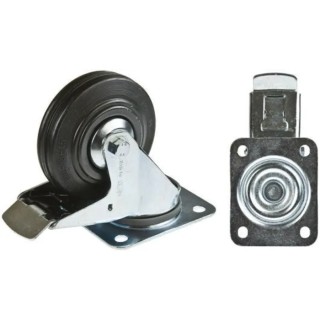 Tente Industrial Braked Swivel Castor 205 kg Capacity 200 mm Wheel Diameter Solid Rubber 3472PVR200P63
