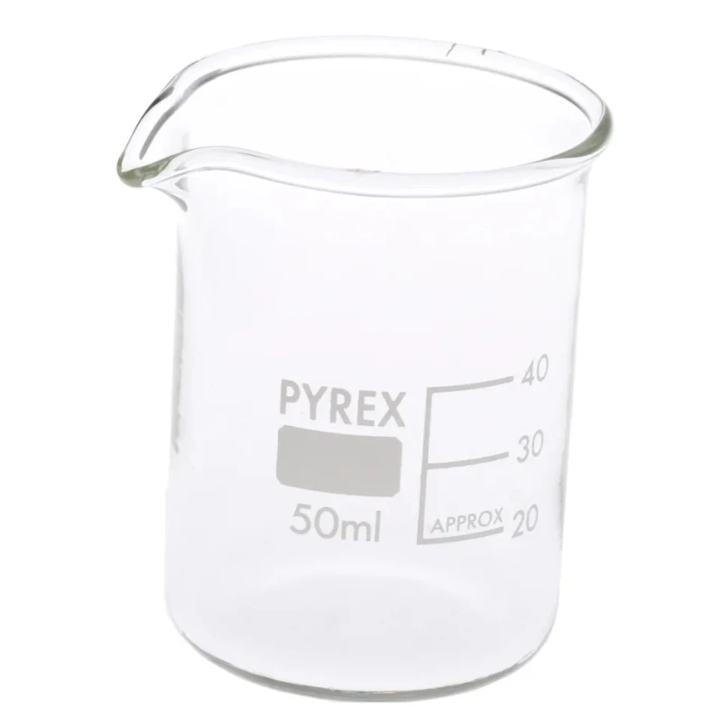 RS PRO Borosilicate Glass 50ml Beaker with Flat Bottom and Measurement Markings 461-1086