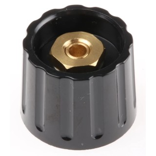RS PRO Black Plastic Collet Potentiometer Knob 21.3 mm Diameter 17.1 mm Height for 6 mm Circular Shaft 463-8508