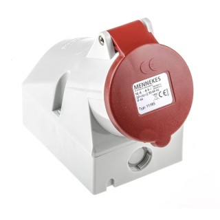 MENNEKES Industrial Power Socket Wall Mount 16A, 415V, 5 Poles, IP44 Red IP44
