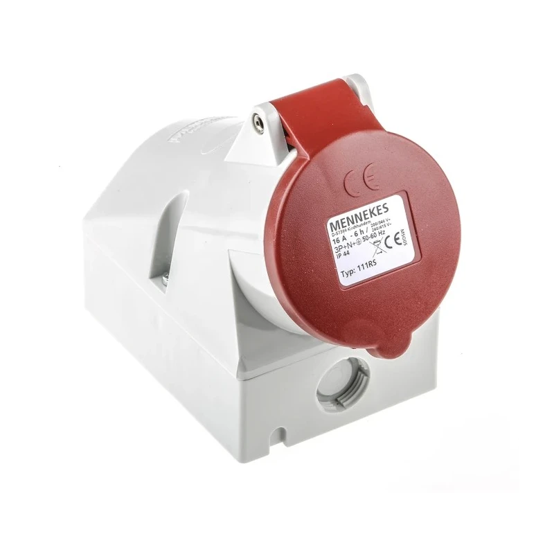 MENNEKES Industrial Power Socket Wall Mount 16A, 415V, 5 Poles, IP44 Red IP44