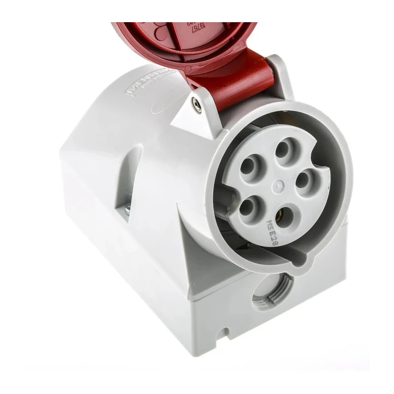 MENNEKES Industrial Power Socket Wall Mount 16A, 415V, 5 Poles, IP44 Red IP44
