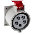 Scame Industrial Power Connector 32A 415V IP44 Red Panel Mount 3P+N+E Optima IP44