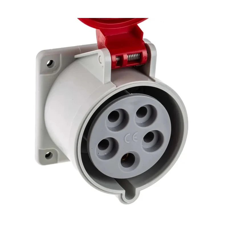 Scame Industrial Power Connector 32A 415V IP44 Red Panel Mount 3P+N+E Optima IP44