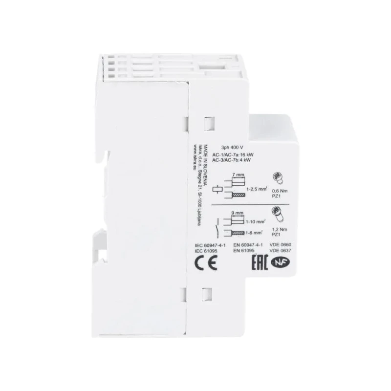 Lovato Electric CN Contactor, 230V AC Coil Voltage, 4-Pole, 25A Contact Current, 7.5 kW Power Rating, DIN Rail CN2510220
