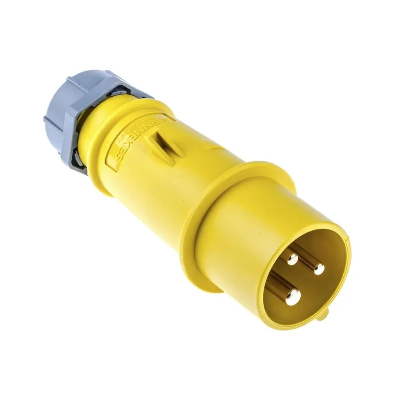 MENNEKES AM-TOP IP44 Yellow Cable Mount 3P Straight Industrial Power Connector 16A 110V Phase Inverter 