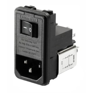 Schaffner 250V AC 4A Panel Mount IEC Filter Male 2 Pole 2 Fuse Solder FN388-4-21
