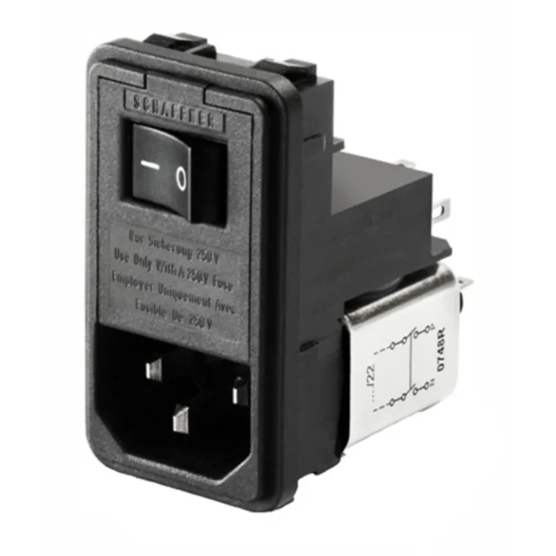 Schaffner 250V AC 4A Panel Mount IEC Filter Male 2 Pole 2 Fuse Solder FN388-4-21