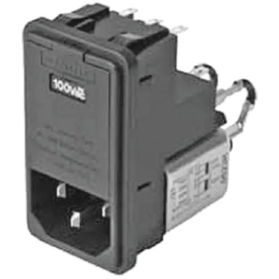 Schaffner 250V AC 2A Snap-in IEC Filter Male 1 Fuse, Solder Termination FN370-2-21