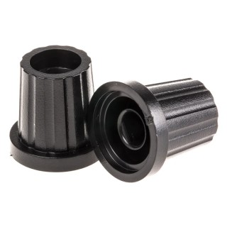 RS PRO 19 mm Diameter Black Plastic Push-On Potentiometer Knob for 6.4 mm D Shaped Shaft 465-9381