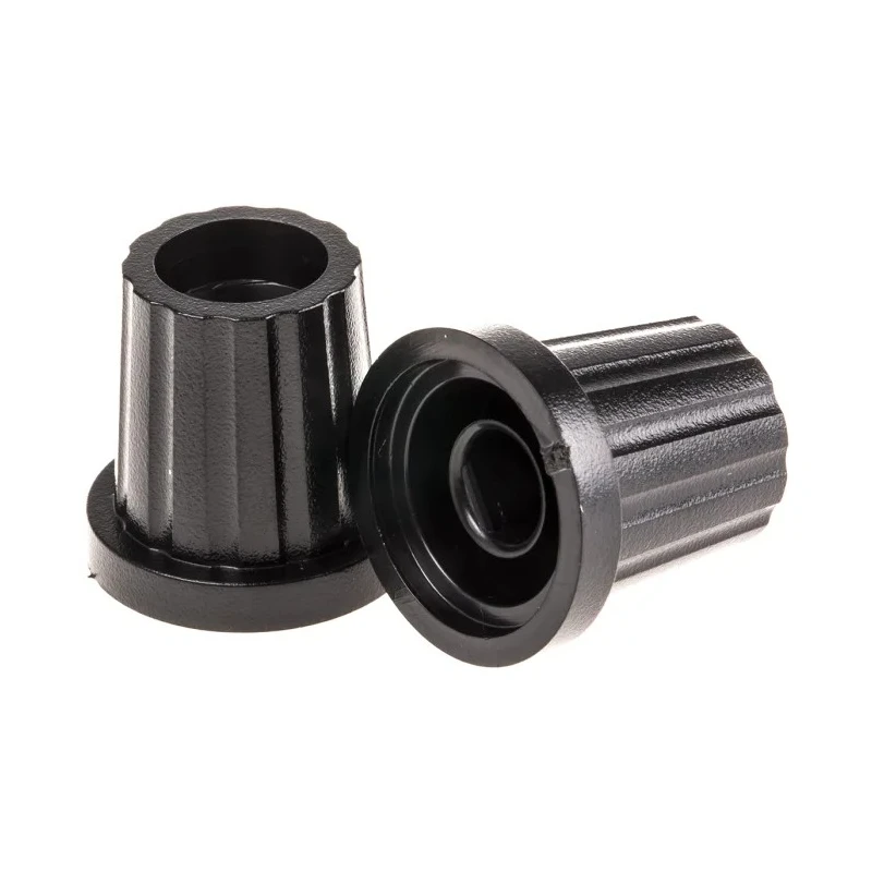 RS PRO 19 mm Diameter Black Plastic Push-On Potentiometer Knob for 6.4 mm D Shaped Shaft 465-9381