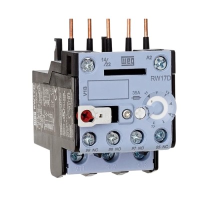 WEG Thermal Overload Relay RW17 with 1 NO/1 NC Contacts, 4A F.L.C, Adjustable Current 2.8 to 4 A, 1.4 W Power RW17