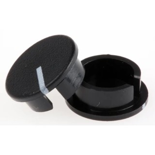 RS PRO 19 mm Knob Diameter Black Plastic Potentiometer Knob Cap for 6.4 mm Circular Shaft 465-9448