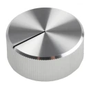 RS PRO Silver Aluminium Push-On Potentiometer Knob 30 mm Diameter Black Indicator for 6.4 mm Circular Shaft 465-9864