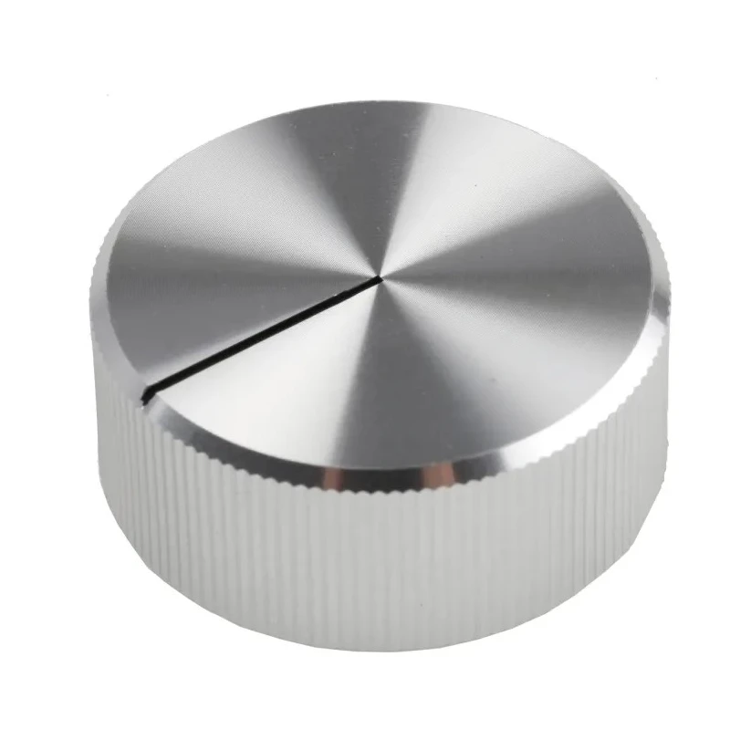 RS PRO Silver Aluminium Push-On Potentiometer Knob 30 mm Diameter Black Indicator for 6.4 mm Circular Shaft 465-9864