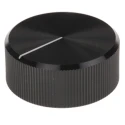 RS PRO Black Aluminium Potentiometer Knob Circular 30 mm Diameter for 6.4 mm Shaft 465-9870