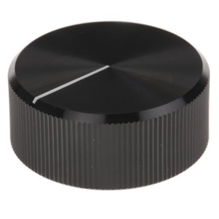 RS PRO Black Aluminium Potentiometer Knob Circular 30 mm Diameter for 6.4 mm Shaft 465-9870