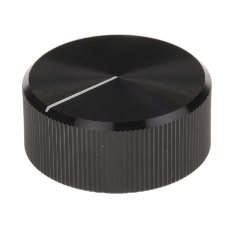 RS PRO Black Aluminium Potentiometer Knob Circular 30 mm Diameter for 6.4 mm Shaft 465-9870