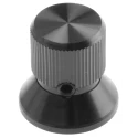 RS PRO Aluminium Black Potentiometer Knob 19 mm Diameter, 19 mm Height for 6.4 mm Circular Shaft 465-9886