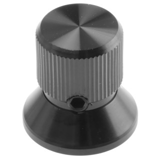 RS PRO Aluminium Black Potentiometer Knob 19 mm Diameter, 19 mm Height for 6.4 mm Circular Shaft 465-9886