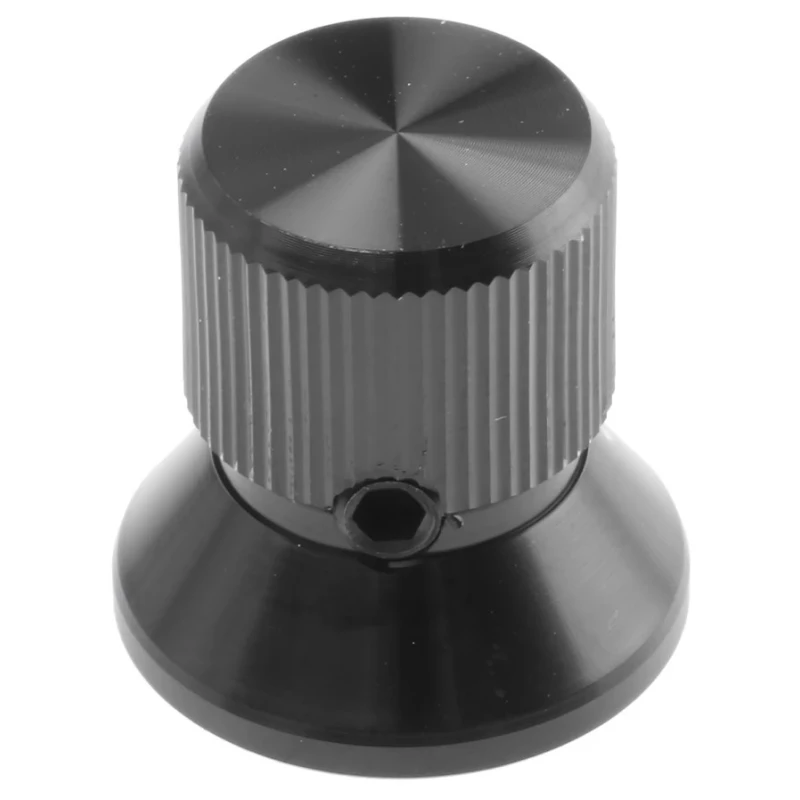 RS PRO Aluminium Black Potentiometer Knob 19 mm Diameter, 19 mm Height for 6.4 mm Circular Shaft 465-9886