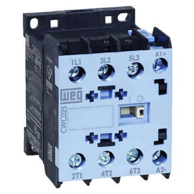 WEG CWC Series 3-Pole Contactor 230V AC Coil Voltage 22A 11kW Power Rating DIN Rail Mount CWC025-00-30D24