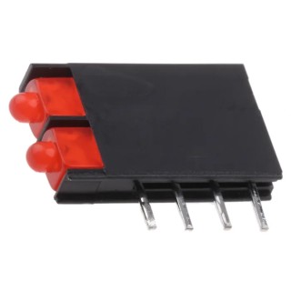 Kingbright Red Right Angle PCB LED Indicator 3 mm T-1, 2 LEDs, 2.5 V L-4060VH/2ID