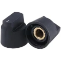 RS PRO Potentiometer Knob 21 mm Diameter Black Plastic Grub Screw for 6.4 mm Shaft 466-4995