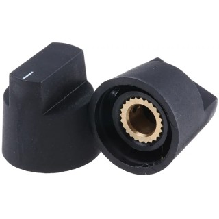 RS PRO Potentiometer Knob 21 mm Diameter Black Plastic Grub Screw for 6.4 mm Shaft 466-4995