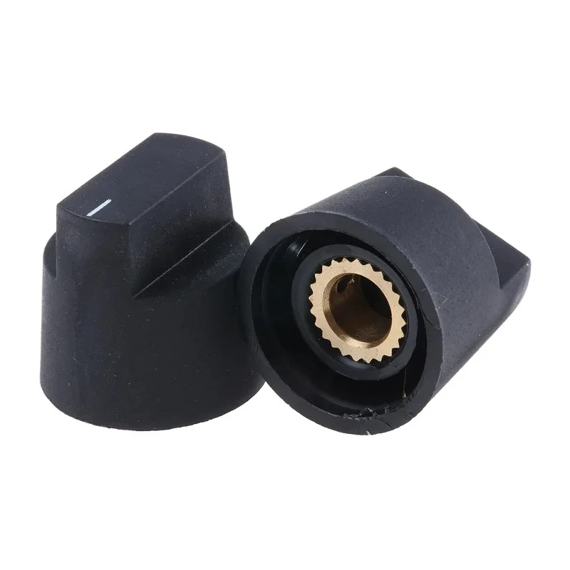 RS PRO Potentiometer Knob 21 mm Diameter Black Plastic Grub Screw for 6.4 mm Shaft 466-4995
