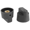 RS PRO 28 mm Knob Diameter Black Plastic Potentiometer Knob for 6.4 mm Shaft Screw Fix 466-5005