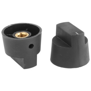 RS PRO 28 mm Knob Diameter Black Plastic Potentiometer Knob for 6.4 mm Shaft Screw Fix 466-5005