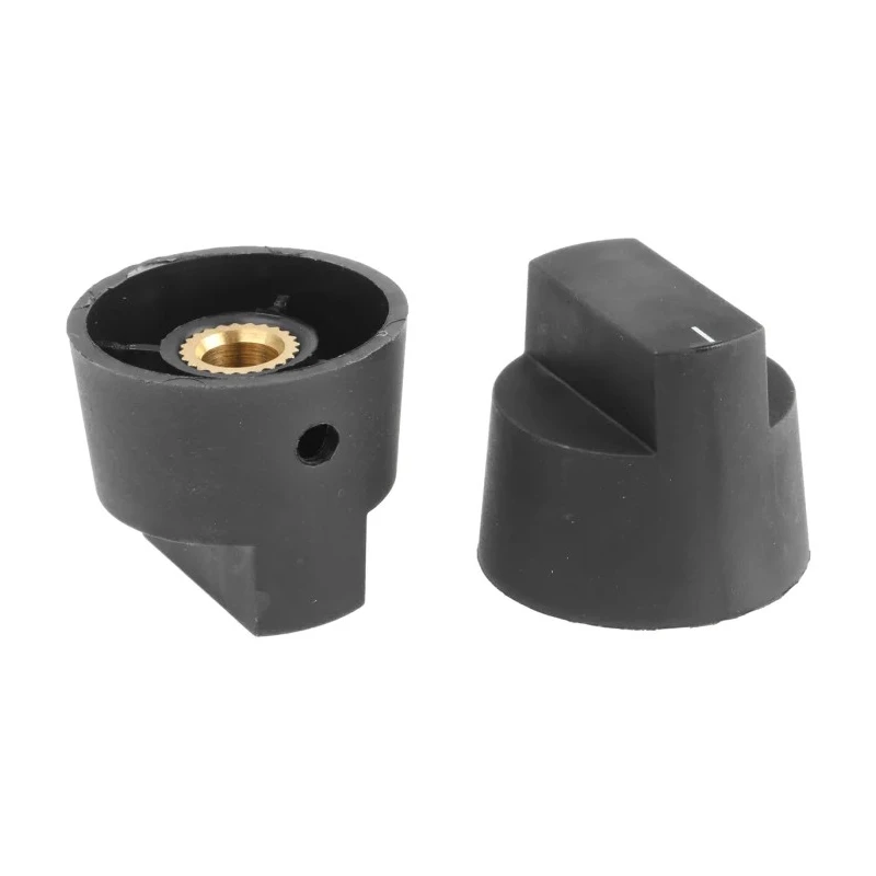 RS PRO 28 mm Knob Diameter Black Plastic Potentiometer Knob for 6.4 mm Shaft Screw Fix 466-5005
