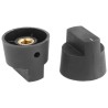 RS PRO 28 mm Knob Diameter Black Plastic Potentiometer Knob for 6.4 mm Shaft Screw Fix 466-5005