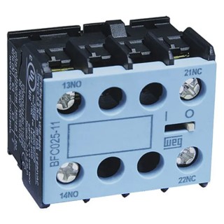 WEG Auxiliary Contact Block 4 Contact 2 NC/2 NO, Front Mount, 10 A, 690V AC BFC025-22