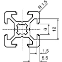 Bosch Rexroth Silver Aluminium Strut Profile 20 x 20 mm 6 mm Groove, 3 m Length, Series MGE 13.2 3842992888/3000