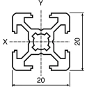 Bosch Rexroth Silver Aluminium Strut Profile 20 x 20 mm 6 mm Groove, 3 m Length, Series MGE 13.2 3842992888/3000