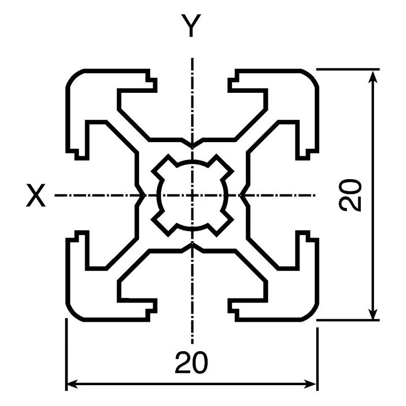 Bosch Rexroth Silver Aluminium Strut Profile 20 x 20 mm 6 mm Groove, 3 m Length, Series MGE 13.2 3842992888/3000