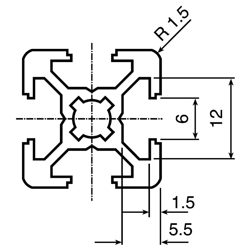 Bosch Rexroth Silver Aluminium Strut Profile 20 x 20 mm 6 mm Groove, 3 m Length, Series MGE 13.2 3842992890/3000