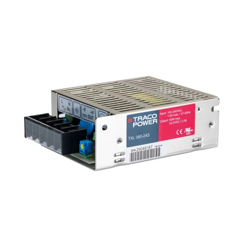 TRACOPOWER Switching Power Supply 24V dc 60W Chassis Mount TXL 060-24S