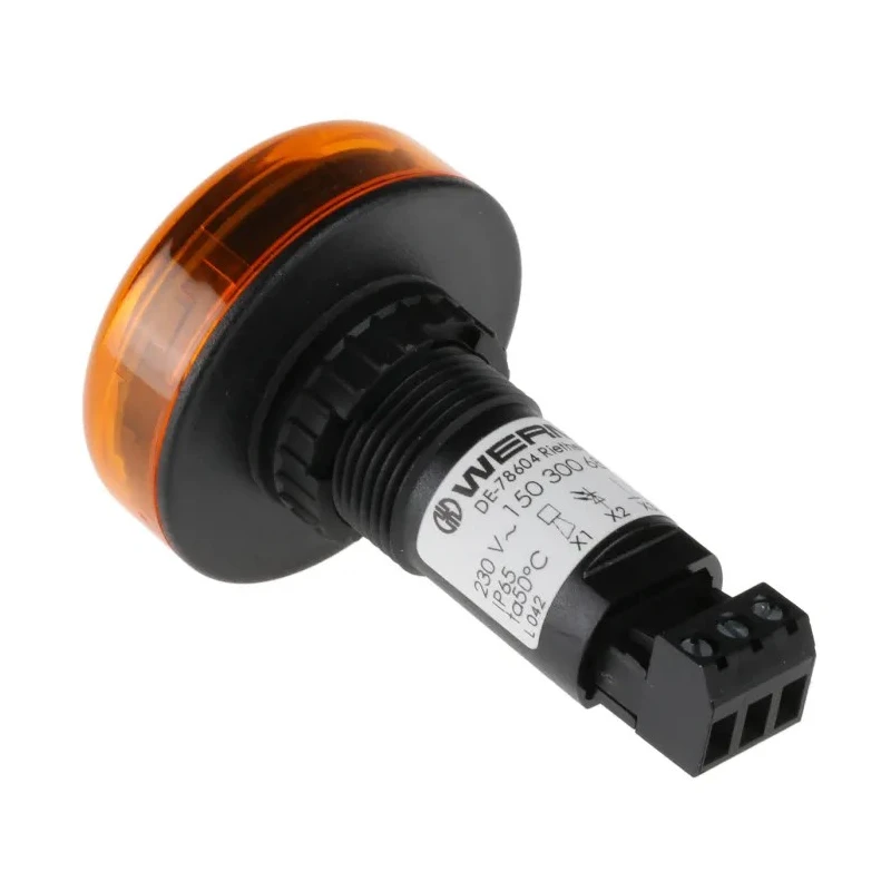 Werma 150 Series Yellow Beacon-Buzzer Combination IP65 230V AC Panel Mount 80 dB Buzzer 150.300.68