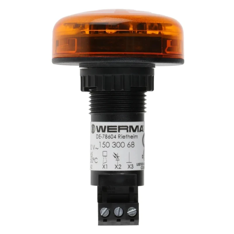 Werma 150 Series Yellow Beacon-Buzzer Combination IP65 230V AC Panel Mount 80 dB Buzzer 150.300.68