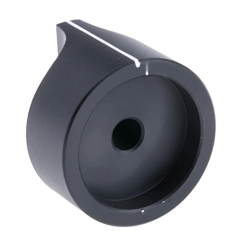 RS PRO Black Aluminium Potentiometer Knob 31.8 mm Diameter, 26.7 mm Height, Screw Fix for 6 mm Shaft 467-2536