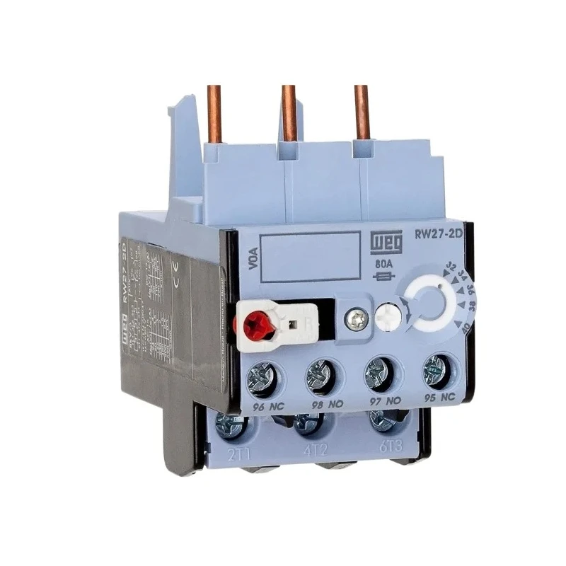 WEG Thermal Overload Relay RW27 with 1 NO/1 NC Contacts, 2.8A F.L.C, 1.8-2.8A Adjustable, 1.7W Power Rating RW27