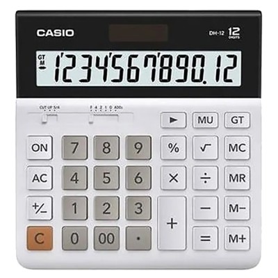 Casio Desktop Calculator 12-Digit Solar Power Supply Battery Powered White MH-12-WE