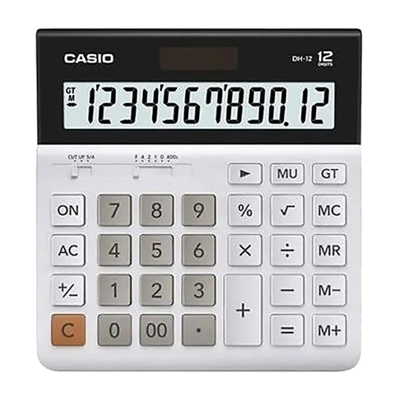 Casio Desktop Calculator 12-Digit Solar Power Supply Battery Powered White MH-12-WE