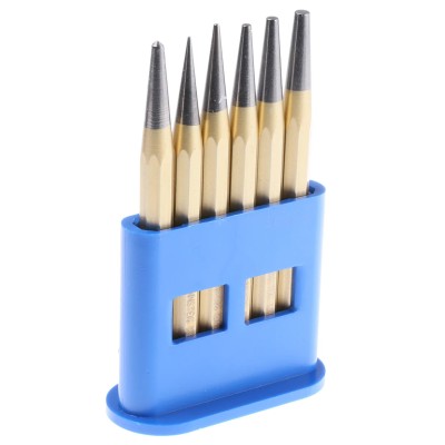 RS PRO 6-Piece Parallel Pin Punch Set Chrome Vanadium Steel, Octagonal Grip, 10 mm Shank Diameter 467-6572