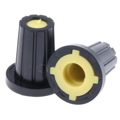 RS PRO 17 mm Knob Diameter Black Potentiometer Knob for 6 mm Shaft D Shaped 467-6033