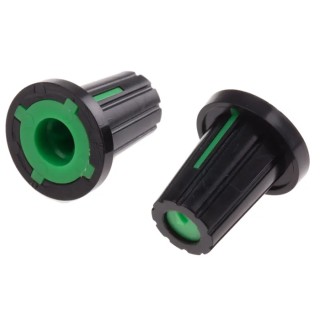 RS PRO 17 mm Knob Diameter Black Push-On Potentiometer Knob for 6 mm D Shaped Shaft 467-6061
