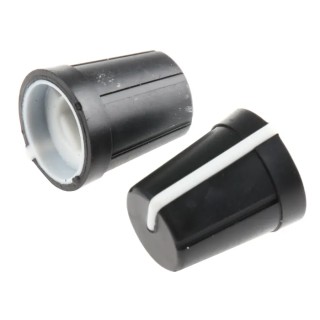 RS PRO 13 mm Knob Diameter Black Plastic Push-On Potentiometer Knob for 6.4 mm D-Shaped Shaft 467-6780